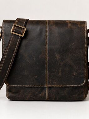Vintage Danier Genuine Leather Messenger Bag Brown Crossbody Unisex